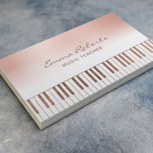 Muziekleraar Roos Gold Pastel Piano Keys Musical Visitekaartje