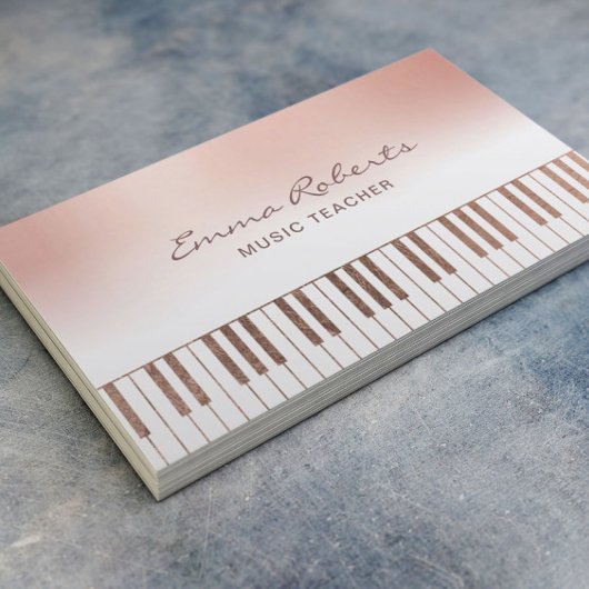 Muziekleraar Roos Gold Pastel Piano Keys Musical Visitekaartje