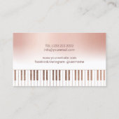 Muziekleraar Roos Gold Pastel Piano Keys Musical Visitekaartje (Achterkant)