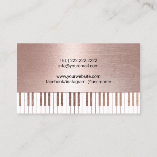 Muziekleraar Roos Gold Piano Keys Musical Visitekaartje (Achterkant)