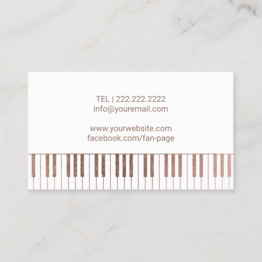 Muziekleraar Roos Gold Piano Keys Musical Visitekaartje (Achterkant)