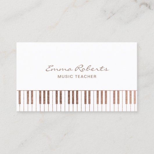 Muziekleraar Roos Gold Piano Keys Musical Visitekaartje (Voorkant)