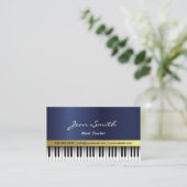 Muziekleraar Royal Blue Piano Keys Elegant Visitekaartje (Staand voorkant)