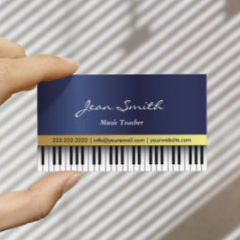 Muziekleraar Royal Blue Piano Keys Elegant Visitekaartje