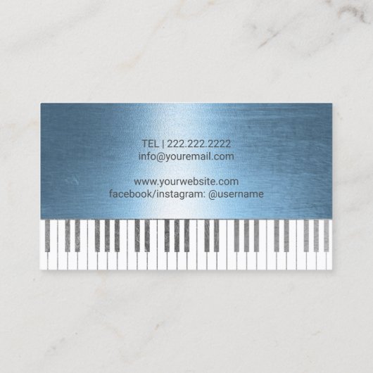 Muziekleraar Royal Blue Piano Keys Musical Visitekaartje (Achterkant)