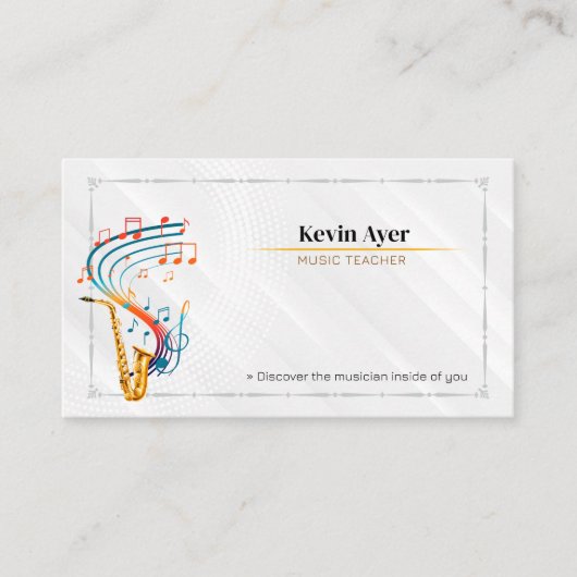 Muziekleraar | saxofoon visitekaartje (Voorkant)