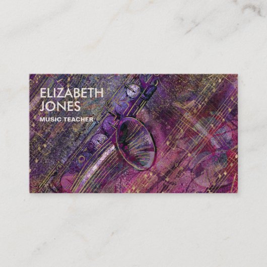 Muziekleraar Saxophone Art Collage - gemengde medi Visitekaartje (Voorkant)