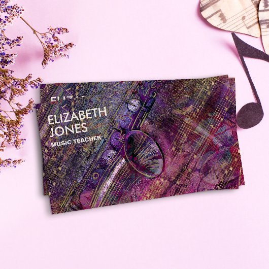 Muziekleraar Saxophone Art Collage - gemengde medi Visitekaartje