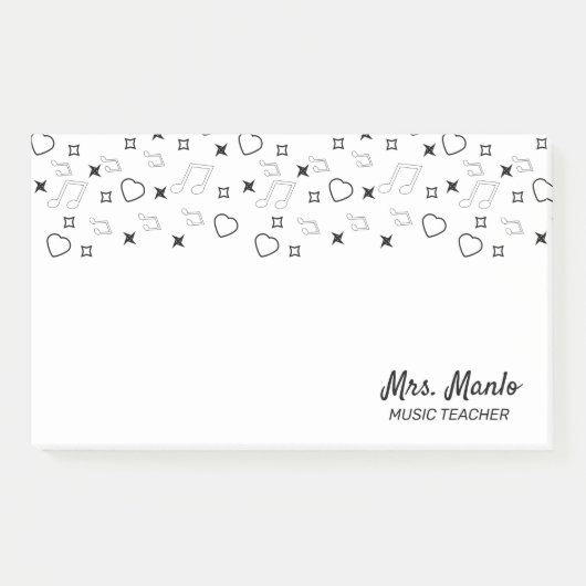 Muziekleraar Script Naam Muzieknoten Post-it® Notes (Voorkant)