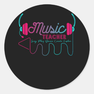 Muziekleraar Sing Play Dance Creëer Verkennen Teru Ronde Sticker