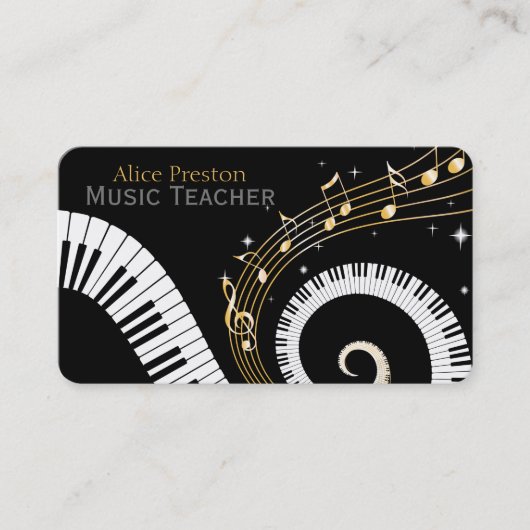 Muziekleraar | Spiraalpiano Visitekaartje (Voorkant)