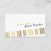 Muziekleraar | Stijlvolle Golden Piano Keys Visitekaartje (Voorkant)