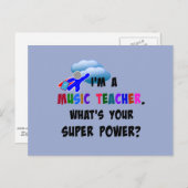 Muziekleraar superheld briefkaart (Voorkant / Achterkant)