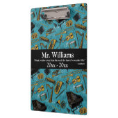 Muziekleraar, terug naar school, instrumenten klembord (Links)