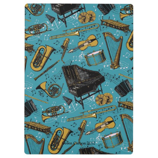 Muziekleraar, terug naar school, instrumenten klembord (Achterkant)