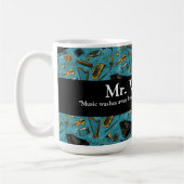 Muziekleraar, terug naar school, instrumenten koffiemok (Links)