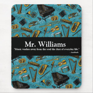 Muziekleraar, terug naar school, instrumenten muismat