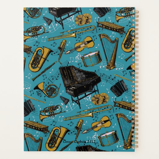 Muziekleraar, terug naar school, instrumenten planner (Achterkant)