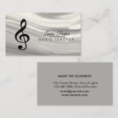 Muziekleraar Treble Note Silver Sound Waves Visitekaartje (Voorkant / Achterkant)