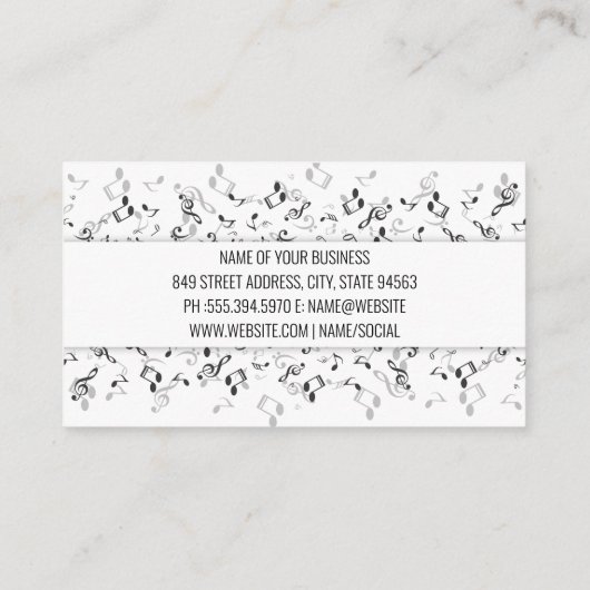 Muziekleraar | Trompet Hoorn | Muzieknote Visitekaartje (Achterkant)