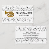 Muziekleraar | Trompet Hoorn | Muzieknote Visitekaartje (Voorkant / Achterkant)