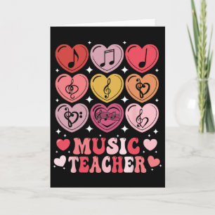 Muziekleraar Valentijnsdag Muzieknote Harten Kaart