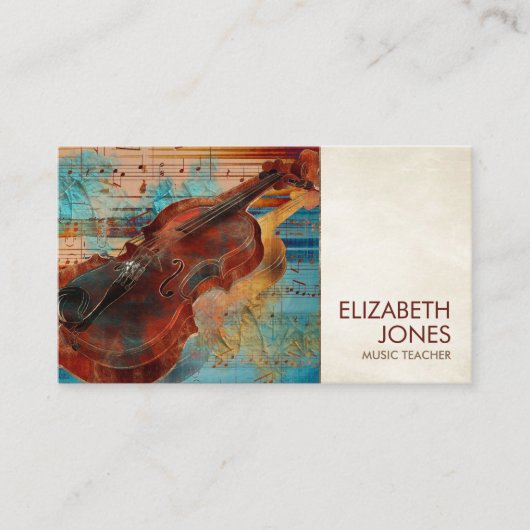 Muziekleraar Violin Art Collage - gemengde media Visitekaartje (Voorkant)