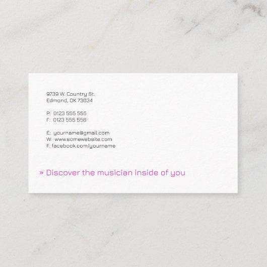 Muziekleraar Visitekaartje (Achterkant)