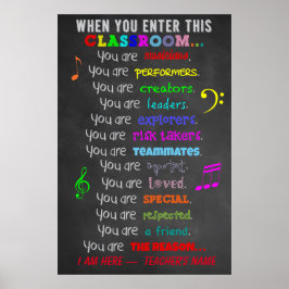 Muziekleraar - Wanneer u deze regels voor het lesl Poster