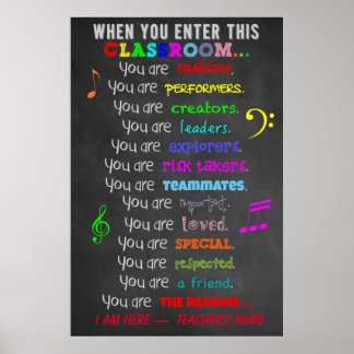Muziekleraar - Wanneer u deze regels voor het lesl Poster