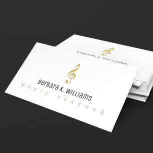 Muziekleraar wit visitekaartje met music_note