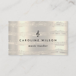 Muziekleraar Zwart Treble Clef op Faux Metal Visitekaartje