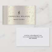 Muziekleraar Zwart Treble Clef op Faux Metal Visitekaartje (Voorkant / Achterkant)