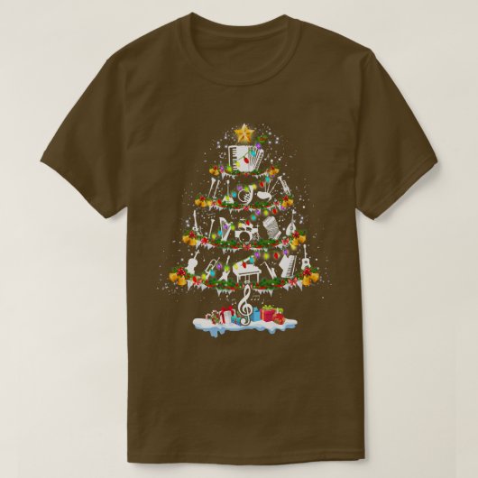 Muziekleraren Musical Instrument Kerstboom M T-shirt (Design voorkant)