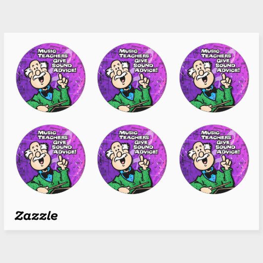 Muziekleraren Ronde Sticker (Vel)