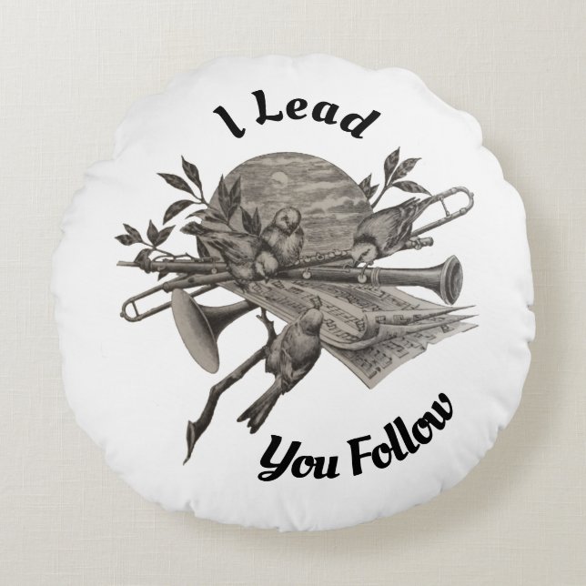 Muzieklerarenband en  instrumenten voor de geleide rond kussen (Voorkant)