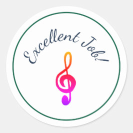 Muziekles Kleurrijke Treble Clef Reward Ronde Sticker
