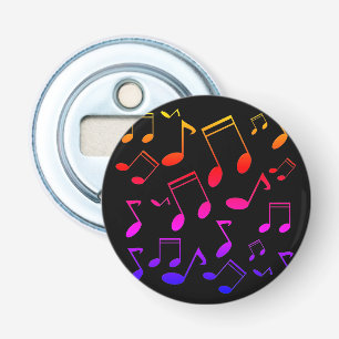 muziekles, notities button flesopener
