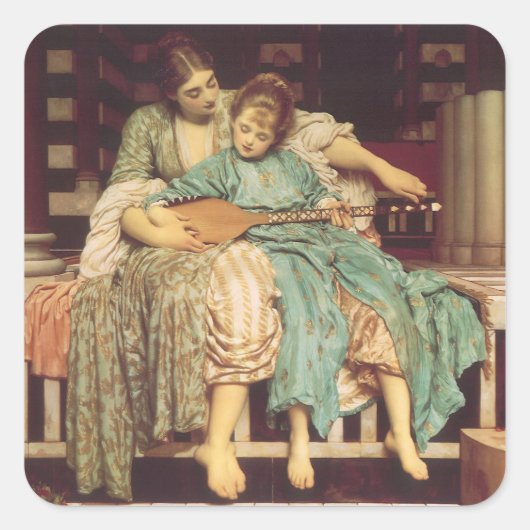 Muziekles van Lord Frederic Leighton Vierkante Sticker (Voorkant)