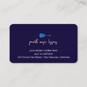 Muzieklessen Blauwe gitaar Visitekaartje (Achterkant)