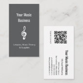 Muzieklessen Eenvoudige Treble Clef QR code Grijs Visitekaartje (Voorkant / Achterkant)