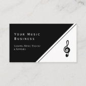 Muzieklessen Eenvoudige Treble Clef Zwart Wit Visitekaartje (Voorkant)