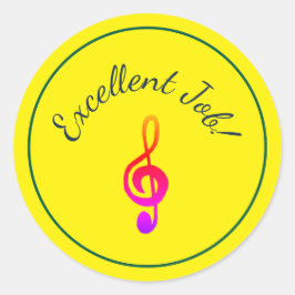 Muzieklessen Kleurrijke Treble Clef Beloning Ronde Sticker