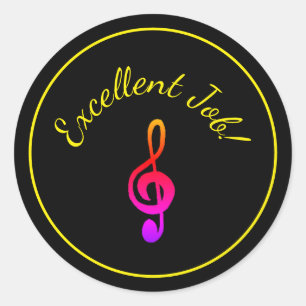 Muzieklessen Kleurrijke Treble Clef Beloning Ronde Sticker