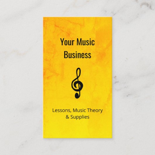 Muzieklessen QR code Treble Clef Gold Visitekaartje (Voorkant)