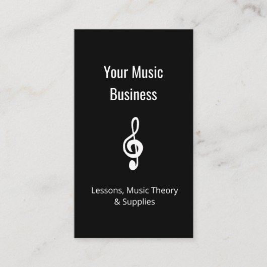 Muzieklessen Simple Treble Clef QR code Zwart Visitekaartje