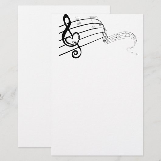 Muziekliefde Briefpapier (Voorkant / Achterkant)