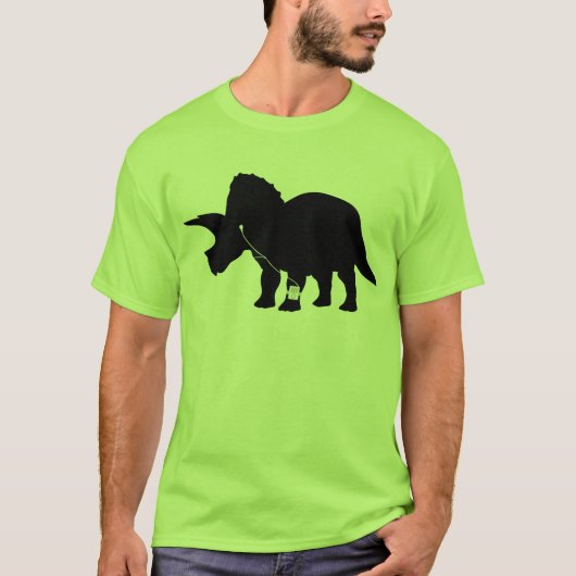 Muziekliefhebbend Triceratops-ontwerp T-shirt (Voorkant)