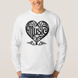 Muziekliefhebber Elegant Scrolled Heart voor muzik T-shirt