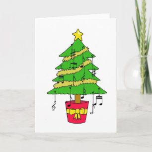 Muziekliefhebber Happy Christmas Tree Feestdagen Kaart